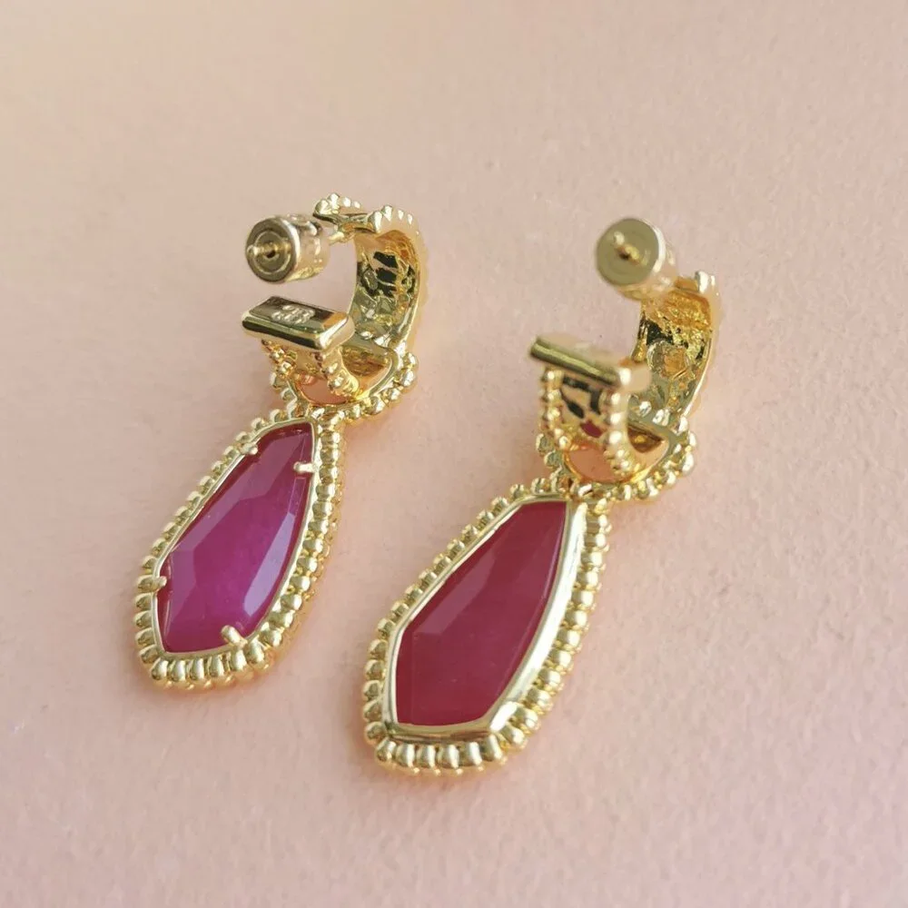 Alicia Bonnie - Sera Red Agate Gold Earrings - NEW
